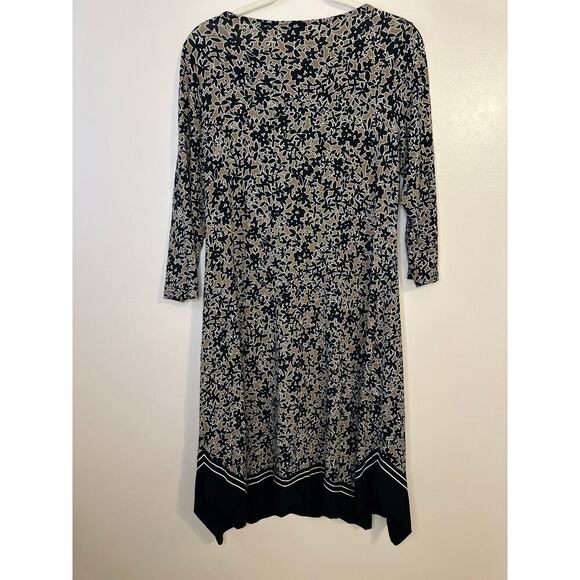 J. Jill Womens Wearever Tan/Black 3/4 Sleeve Stretch Cooling Shift Dress Small - Picture 2 of 7